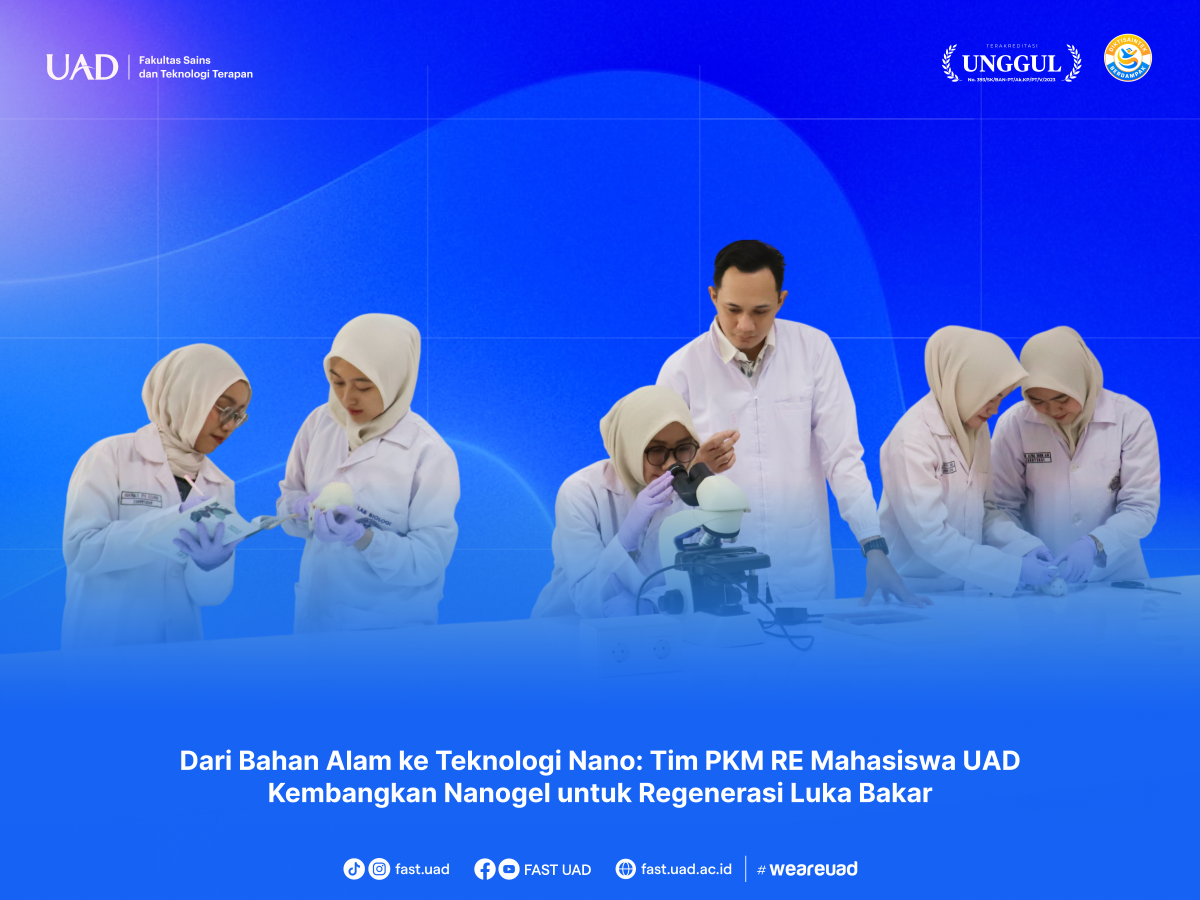 Teknologi nanogel dikembangkan tim PKM RE UAD melalui pengamatan laboratorium bersama dosen pembimbing